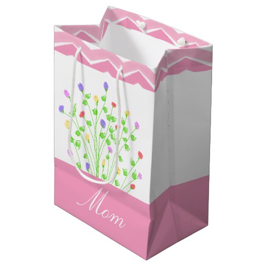 Roze pleistertas voor cadeautjes voor moeders medium cadeauzakje (Voorkant Gekanteld)