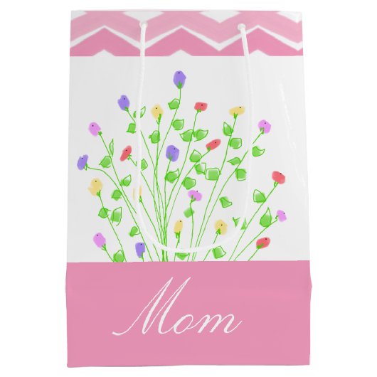 Roze pleistertas voor cadeautjes voor moeders medium cadeauzakje (Achterkant)