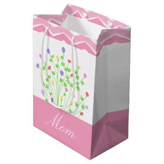 Roze pleistertas voor cadeautjes voor moeders medium cadeauzakje (Achterkant Gekanteld)