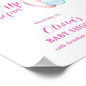 Roze Plezier Strike Up Bowling Baby Shower Welkom Poster (Hoek)