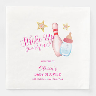 Roze Plezier Strike Up Bowling Baby Shower Welkom Servet