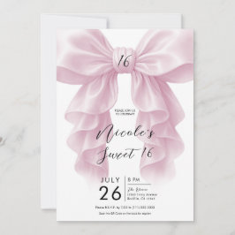 Roze Plissé Waterval Boog Elegante Sweet 16 Feest Kaart