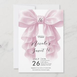 Roze Plissé Waterval Boog Elegante Sweet 16 Feest Kaart