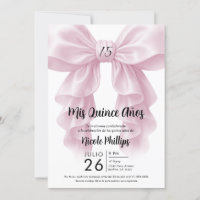 Roze Pluizige Cascade Strik Elegant Quinceañera Fe