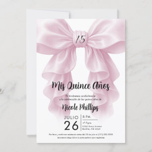 Roze Pluizige Cascade Strik Elegant Quinceañera Fe Kaart