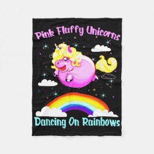 Roze pluizige eenhoorns dansen op Rainbows T Shirt Fleece Deken