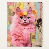 Roze pluizige kat collage planner (Achterkant)