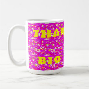Roze pluizige kunst dank u thema grote letters koffiemok
