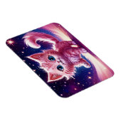 Roze pluizige schattige kat surrealistische blauwe magneet (Rechterzijde)