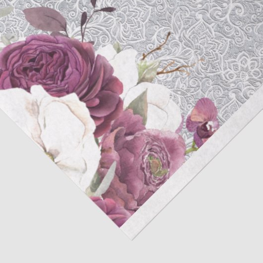 Roze & Plum Bloemen Kant Weefsel Papier (Detail)