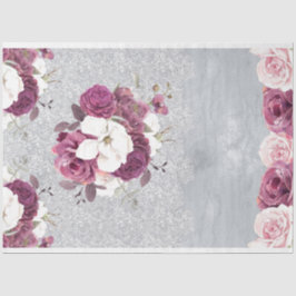 Roze & Plum Bloemen Kant Weefsel Papier