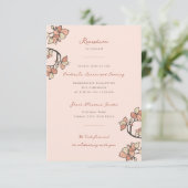 Roze Plum/Peach Blossoms Elegant Verlovingsfeest Informatiekaartje (Staand voorkant)