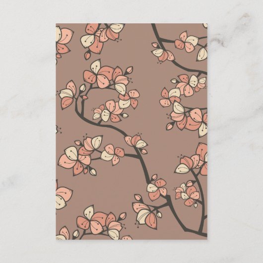 Roze Plum/Peach Blossoms Elegant Verlovingsfeest Informatiekaartje (Achterkant)