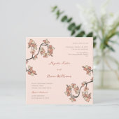 Roze Plum/Peach Blossoms Elegant Verlovingsfeest Kaart (Staand voorkant)