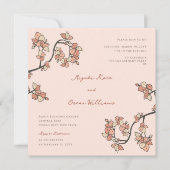 Roze Plum/Peach Blossoms Elegant Verlovingsfeest Kaart (Voorkant)