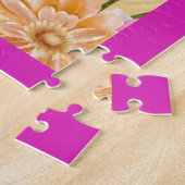 Roze Plum Peacock met kleurrijke bloemen Legpuzzel (Zijkant)