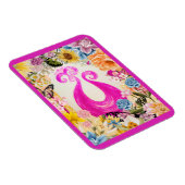 Roze Plum Peacock met kleurrijke bloemen Magneet (Rechterzijde)