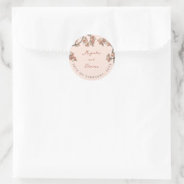 Roze Plum/Perzik Bloesems Elegante Bloemen Huwelij Ronde Sticker