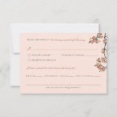 Roze Plum/Perzik Bloesems Elegante Bloemen Huwelij RSVP Kaartje (Voorkant)
