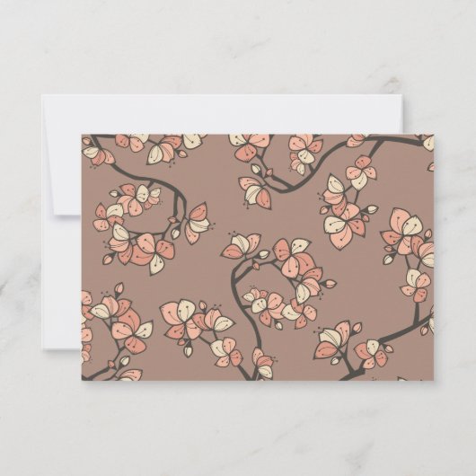 Roze Plum/Perzik Bloesems Elegante Bloemen Huwelij RSVP Kaartje (Achterkant)