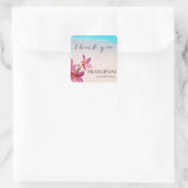 Roze Plumeria Beach Bruiloft of Business Custom Vierkante Sticker (Tas)