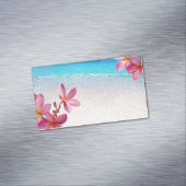 Roze Plumeria Beach House Rental Spa Boutique B&B Visitekaartje Magneet (Voorbeeld)