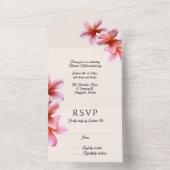 Roze Plumeria Birthday Party allemaal in één uitno All In One Uitnodiging (Binnen)