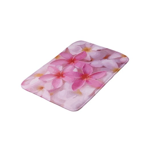 Roze Plumeria Bloem Patroon Badmat (Gekanteld)