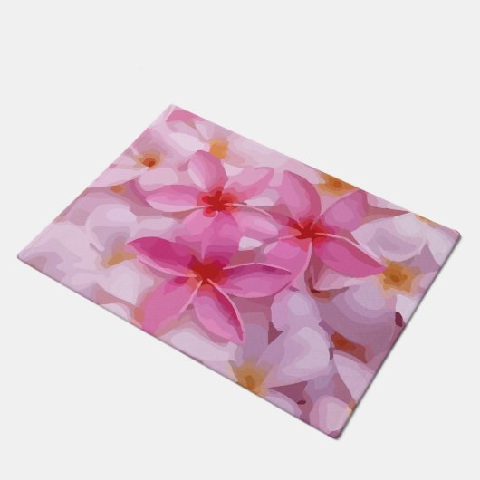 Roze Plumeria Bloem Patroon Deurmat (Schuin)