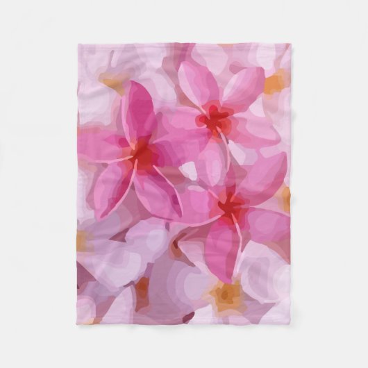 Roze Plumeria Bloem Patroon Fleece Deken (Voorkant)