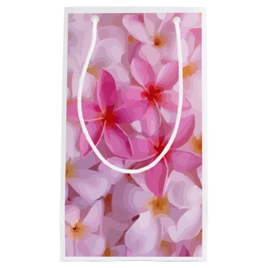 Roze Plumeria Bloem Patroon Klein Cadeauzakje (Voorkant)