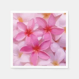 Roze Plumeria Bloem Patroon Servetten
