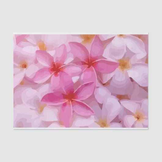 Roze Plumeria Bloem Patroon Tissuepapier (Voorkant)
