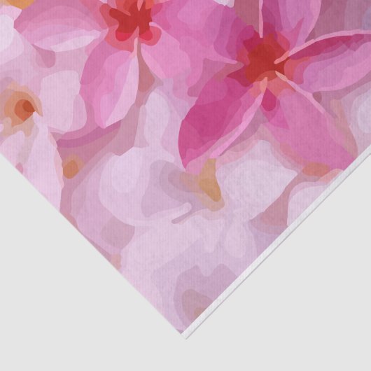 Roze Plumeria Bloem Patroon Tissuepapier (Detail)
