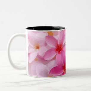 Roze Plumeria Bloem Patroon Tweekleurige Koffiemok
