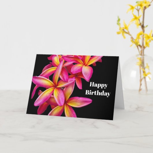  Roze Plumeria Bloemen Foto Verjaardag Kaart (Gele Bloem)