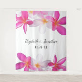 Roze Plumeria Bloemen Hawaii Trouw Achtergrond Wandkleed (Voorkant)