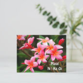 Roze Plumeria Bloemen, Ka Oi van Maui Nō Briefkaart (Staand voorkant)