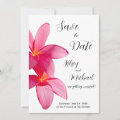 Roze Plumeria Bloemen, Tropisch, Bloemend Save Dat Kaart (Voorkant)
