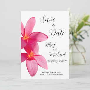 Roze Plumeria Bloemen, Tropisch, Bloemend Save Dat Kaart