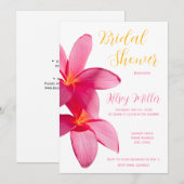 Roze Plumeria Bloemen, Tropisch, Bloemstuk, Bruids Kaart (Voorkant / Achterkant)