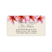 Roze Plumeria brede retouradreslabels Etiket (Voorkant)