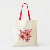 Roze Plumeria Bridesmaid Gift Persoonlijk Tote Bag (Voorkant)