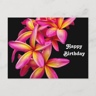  Roze Plumeria Floral Foto Birthday Briefkaart