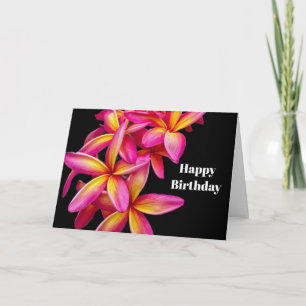 Roze Plumeria Floral Foto Birthday Kaart