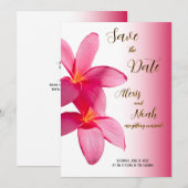 Roze Plumeria Flowers op Roze, Floral, sparen Datu Kaart (Voorkant / Achterkant)