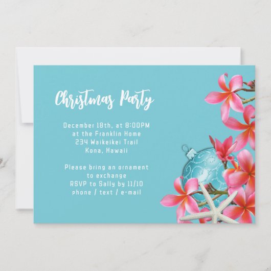 Roze Plumeria Flowers - Uitnodiging voor Kerstmis (Voorkant)