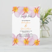Roze Plumeria Frangipani bruiloft bewaart de datum Save The Date (Staand voorkant)