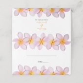 Roze Plumeria Frangipani bruiloft Plaatskaartje (Buitenkant ongevouwen)