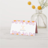 Roze Plumeria Frangipani bruiloft Plaatskaartje (Achterkant)